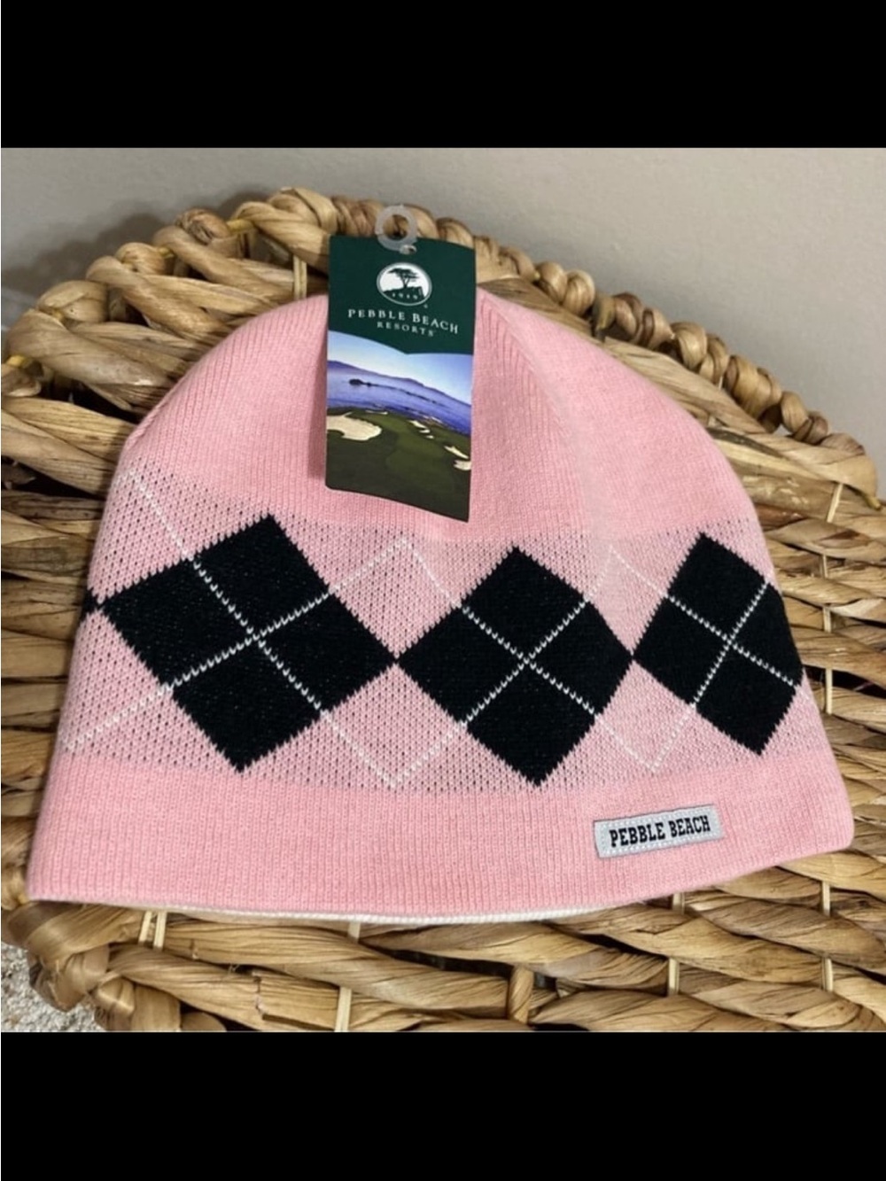 🔴 Pebble Beach Pink Argyle Kids Beanie! 🔥